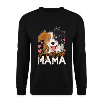 Aussie Mama Dog Gift Australian Shepherd - Unisex Sweatshirt - black - Front - Alina (178cm) & Michal (187cm)