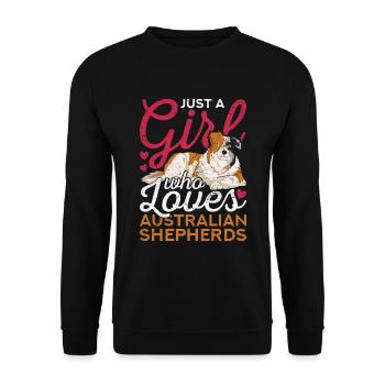 Aussie Dog Girl Gift Australian Shepherd - Unisex Sweatshirt - black - Front - Alina (178cm) & Michal (187cm)