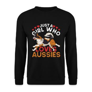 Aussie Dog Lover Girls Australian Shepherd - Unisex Sweatshirt - black - Front - Alina (178cm) & Michal (187cm)