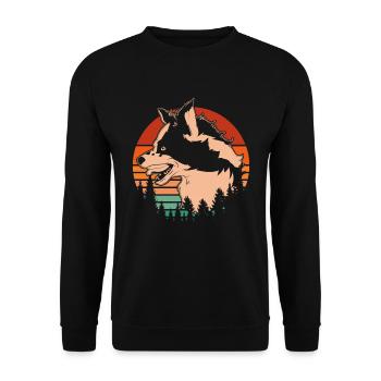 Retro Dog Gift Dog Motif Australian Shepherd - Unisex Sweatshirt - black - Front - Alina (178cm) & Michal (187cm)