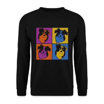 Pop Art Dog Gift Aussie Australian Shepherd - Unisex Sweatshirt - black - Front - Alina (178cm) & Michal (187cm)