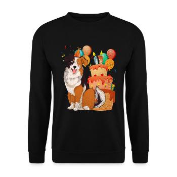 Aussie Dog Birthday Australian Shepherd - Unisex Sweatshirt - black - Front - Alina (178cm) & Michal (187cm)