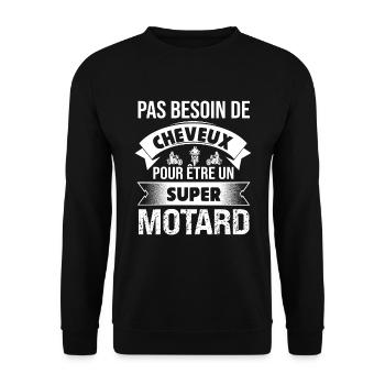 Homme Chauve Motard Idée Cadeau Humour Moto - Sweat-shirt Unisexe - noir - Devant - Alina (178cm) & Michal (187cm)