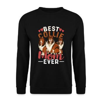 Collie Mama Dog Mother's Day Gift Long Hair Collie - Unisex Sweatshirt - black - Front - Alina (178cm) & Michal (187cm)