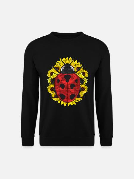 Tiermotiv Geschenk Sonnenblume Marienkäfer - Unisex Pullover - Schwarz