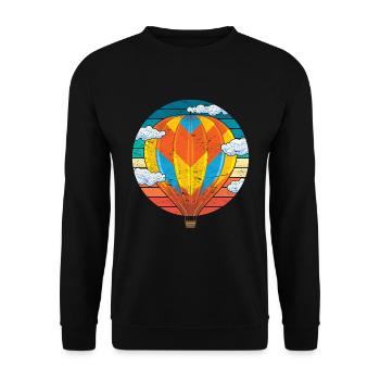 Ballonfahrt Ballon Fliegen Retro Heißluftballon - Unisex Pullover - Schwarz - Vorne - Alina (178cm) & Michal (187cm)