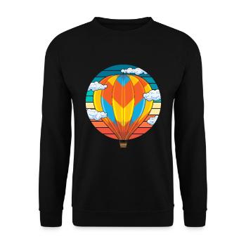 Retro Ballonfahrer Geschenkidee Heißluftballon - Unisex Pullover - Schwarz - Vorne - Alina (178cm) & Michal (187cm)