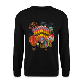 Ballonfahrt Feuerwerk Ballon Pilot Heißluftballon - Unisex Pullover - Schwarz - Vorne - Alina (178cm) & Michal (187cm)