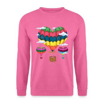 Ballon Herz Ballonfahrer Geschenk Heißluftballon - Unisex Pullover - Pink - Vorne