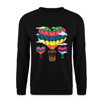 Ballonfahrt Ballon Herz Geschenk Heißluftballon - Unisex Pullover - Schwarz - Vorne - Alina (178cm) & Michal (187cm)