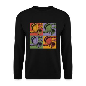 Pop Art Ballonfahrer Geschenkidee Heißluftballon - Unisex Pullover - Schwarz - Vorne - Alina (178cm) & Michal (187cm)