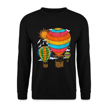 Ballonfahrt Ballon Ballonfahrer Heißluftballon - Unisex Pullover - Schwarz - Vorne - Alina (178cm) & Michal (187cm)