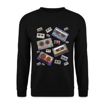 80s Music 80s Theme Party Retro Cassette - Unisex Sweatshirt - black - Front - Alina (178cm) & Michal (187cm)