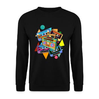 Retro Gift 80s Theme Party Cassette - Sweat-shirt Unisexe - noir - Devant - Alina (178cm) & Michal (187cm)