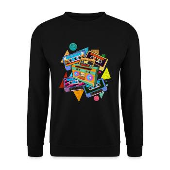 Retro 80s Gift Eighties Cassette de musique - Sweat-shirt Unisexe - noir - Devant - Alina (178cm) & Michal (187cm)