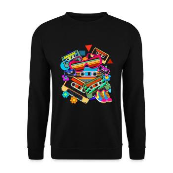 Eighties Idée Cadeau Cassette Rétro - Sweat-shirt Unisexe - noir - Devant - Alina (178cm) & Michal (187cm)