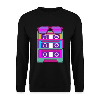 Rétro 80s Thème Costume Costume Gift Cassette - Sweat-shirt Unisexe - noir - Devant - Alina (178cm) & Michal (187cm)