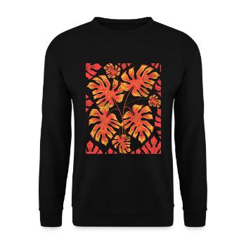 Monstera Deliciosa quitte Tropical Monstera - Sweat-shirt Unisexe - noir - Devant - Alina (178cm) & Michal (187cm)