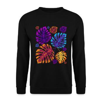Colorful Tropical Leaves Gardener Gift Monstera - Unisex Sweatshirt - black - Front - Alina (178cm) & Michal (187cm)