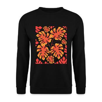Plants Gift Tropical Leaves Monstera - Unisex Sweatshirt - black - Front - Alina (178cm) & Michal (187cm)