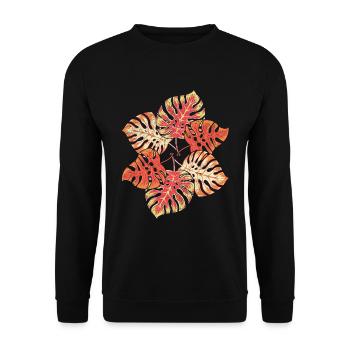 Tropische Pflanze Monstera Blätter Monstera - Unisex Pullover - Schwarz - Vorne - Alina (178cm) & Michal (187cm)