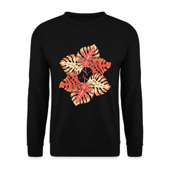 Tropical Monstera Deliciosa feuilles Monstera - Sweat-shirt Unisexe - noir - Devant - Alina (178cm) & Michal (187cm)
