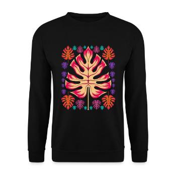 Cadeau Monstera Deliciosa Feuilles Monstera - Sweat-shirt Unisexe - noir - Devant - Alina (178cm) & Michal (187cm)