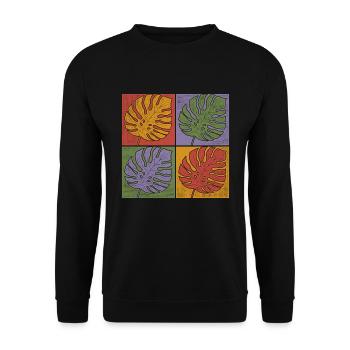 Tropical Monstera Leaves Pop Art Monstera - Unisex Sweatshirt - black - Front - Alina (178cm) & Michal (187cm)