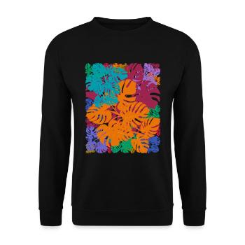 Plantes Feuilles tropicales Monstera Deliciosa - Sweat-shirt Unisexe - noir - Devant - Alina (178cm) & Michal (187cm)