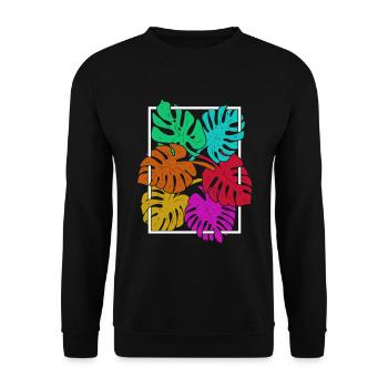 Monstera Deliciosa coloré Feuilles Plante Monstera - Sweat-shirt Unisexe - noir - Devant - Alina (178cm) & Michal (187cm)