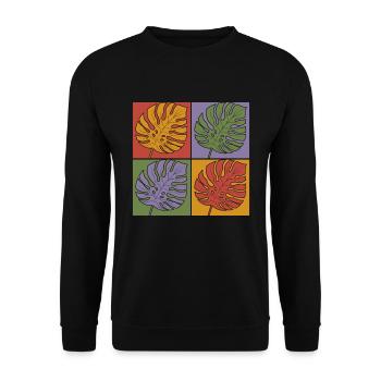 Pop Art Tropical Leaves Monstera Deliciosa - Unisex Sweatshirt - black - Front - Alina (178cm) & Michal (187cm)