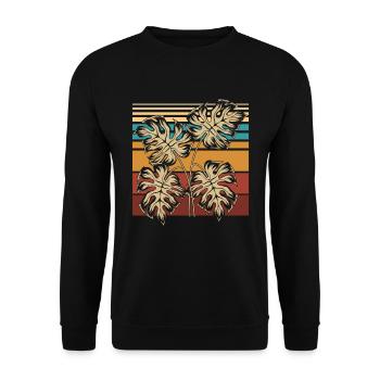 Monstera rétro - Sweat-shirt Unisexe - noir - Devant - Alina (178cm) & Michal (187cm)