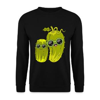 Lustige Gurken Sonnenbrille Gemüse Geschenk Gurke - Unisex Pullover - Schwarz - Vorne - Alina (178cm) & Michal (187cm)