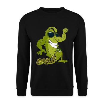 Lustiges Gemüse Geschenk Gürkchen Gurke - Unisex Pullover - Schwarz - Vorne - Alina (178cm) & Michal (187cm)