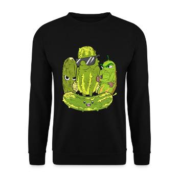 Gürkchen Salatgurke Gewürzgurke Gemüse Gurke - Unisex Pullover - Schwarz - Vorne - Alina (178cm) & Michal (187cm)