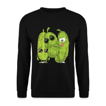 Cool Sunglasses Vegetable Gift Idea Cucumber - Unisex Sweatshirt - black - Front - Alina (178cm) & Michal (187cm)
