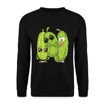 Gurke - Unisex Pullover - Schwarz - Vorne - Alina (178cm) & Michal (187cm)