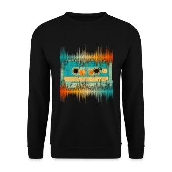 Retro Cassette Music Gift Musician Soundwave - Unisex Sweatshirt - black - Front - Alina (178cm) & Michal (187cm)