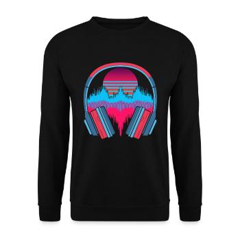 Music Gift Headphone 90s Synthwave Soundwave - Unisex Sweatshirt - black - Front - Alina (178cm) & Michal (187cm)