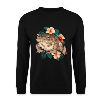 Frog Amphibians Animal Lovers Flowers Toad - Unisex Sweatshirt - black - Front - Alina (178cm) & Michal (187cm)