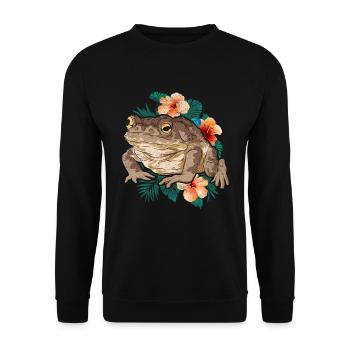 Natur Blumen Frosch Amphibien Geschenk Kröte - Unisex Pullover - Schwarz - Vorne - Alina (178cm) & Michal (187cm)