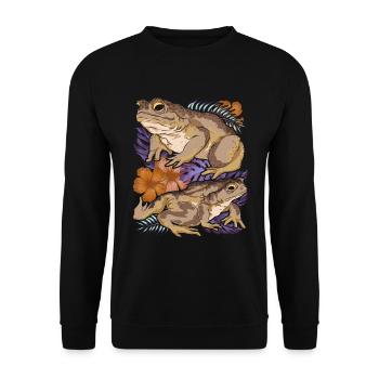Vintage Blumen Natur Amphibien Frosch Kröte - Unisex Pullover - Schwarz - Vorne - Alina (178cm) & Michal (187cm)