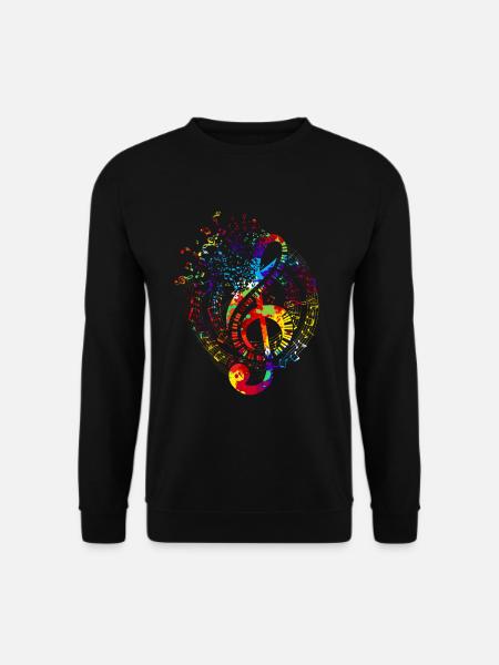 Musik Geschenk Musiknoten Bunter Notenschlüssel - Unisex Pullover - Schwarz