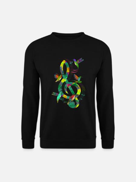 Music Gift Hummingbird Bird Clef - Unisex Sweatshirt - black