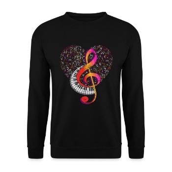 Keyboard Violin Clef Music Clef - Unisex Sweatshirt - black - Front - Alina (178cm) & Michal (187cm)