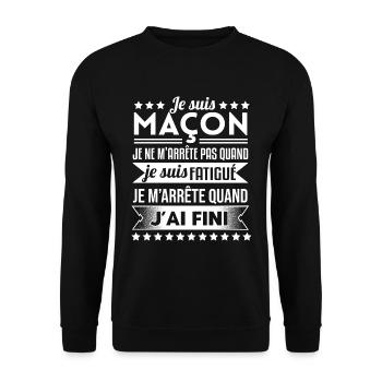 Maçon Jamais Fatigué Idée Cadeau Humour - Sweat-shirt Unisexe - noir - Devant - Alina (178cm) & Michal (187cm)