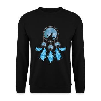 Howling Wolf Gift Indian Dream Catcher - Unisex Sweatshirt - black - Front - Alina (178cm) & Michal (187cm)