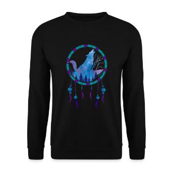 Howling Wolf Gift Indian Dream Catcher - Unisex Sweatshirt - black - Front - Alina (178cm) & Michal (187cm)