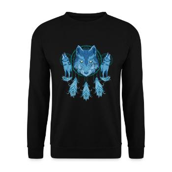 Predator Dream Catcher Animal Motif Gift Wolf - Unisex Sweatshirt - black - Front - Alina (178cm) & Michal (187cm)