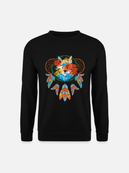 Traumfänger Wolf - Unisex Pullover - Schwarz